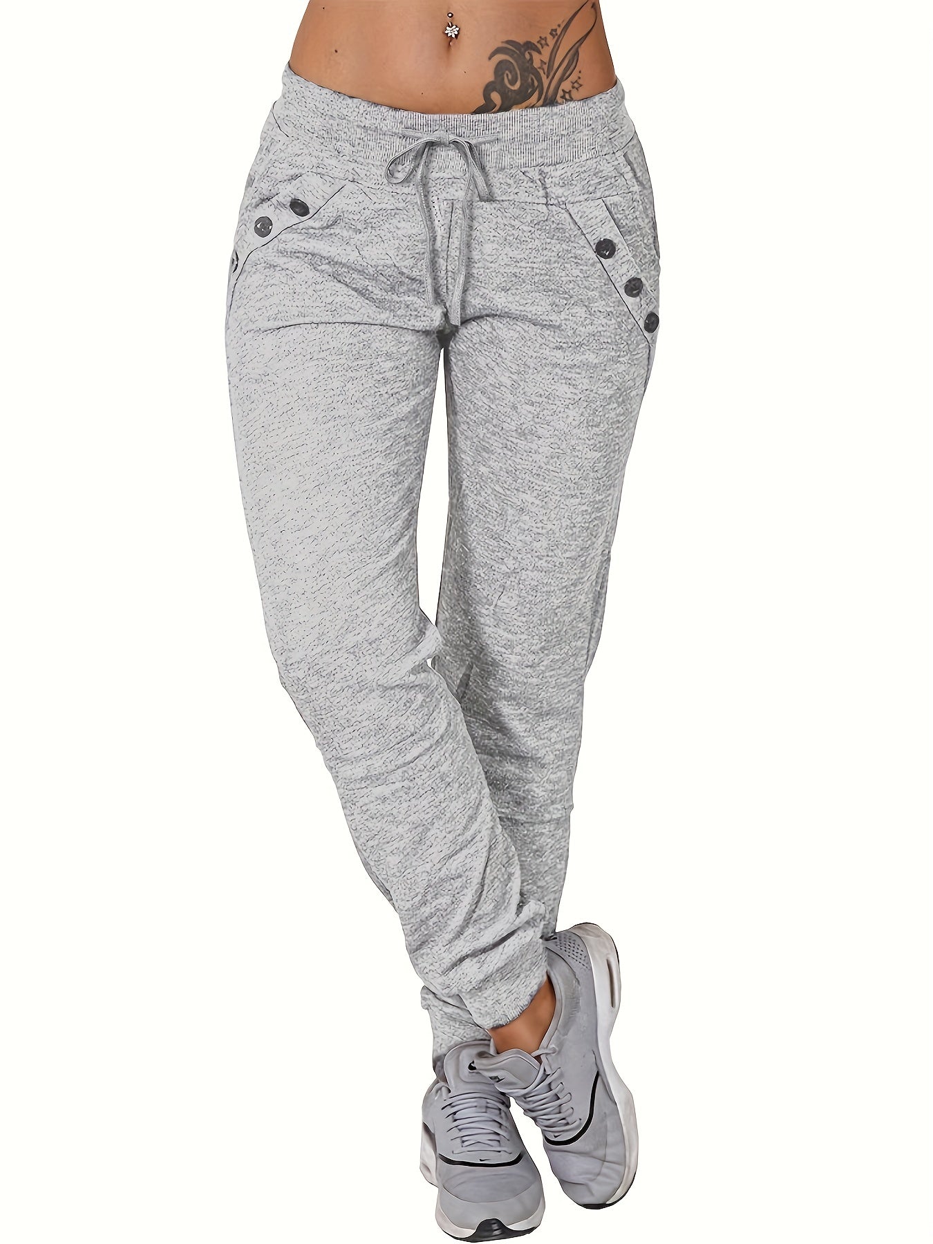 Tie Waist Jogger Pants with Pockets for Women