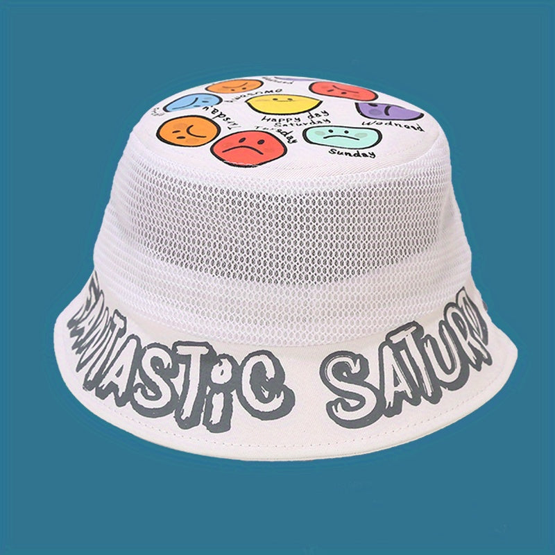 Kids Cartoon Fisherman Hat Breathable Mesh Sun Protection Bucket Hat