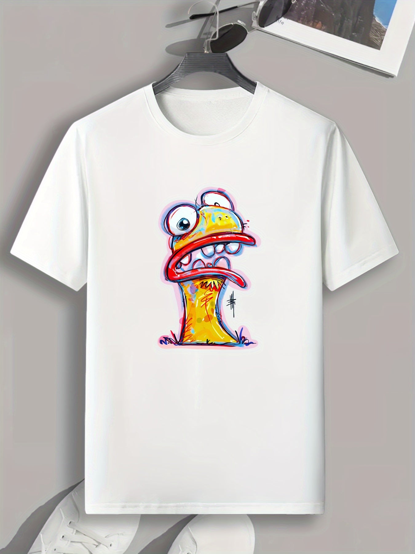 Cartoon Print Men's Graphic T-shirt for Summer