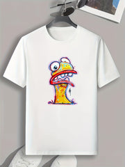Cartoon Print Men's Graphic T-shirt for Summer