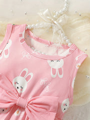 Baby Girls Rabbit Graphic Bowknot Dress