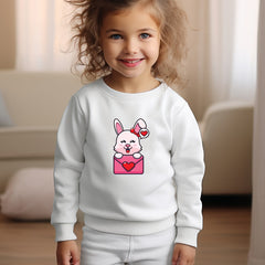 Lovely Heart Bunny Graphic Crew Neck Sweatshirt
