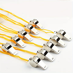 4pcs Metal Referees Whistles With Lanyard Stainless Steel Whistles
