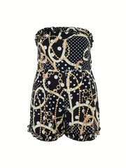 Chain Print Tube Romper Medium Stretch