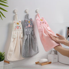 Cartoon Piggy Hanging Towel Soft Cotton Fingertip Towel