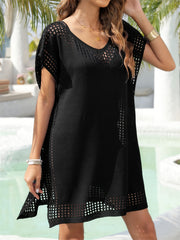 V Neck Split Thigh Cover Up Shirt Dress Beach Cover Dress