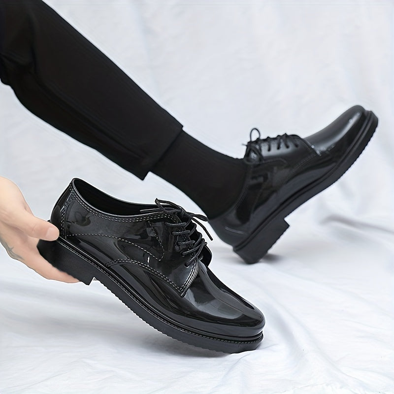 Men's PVC Round Toe Leather Shoes For Wedding Party Office