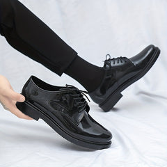 Men's PVC Round Toe Leather Shoes For Wedding Party Office