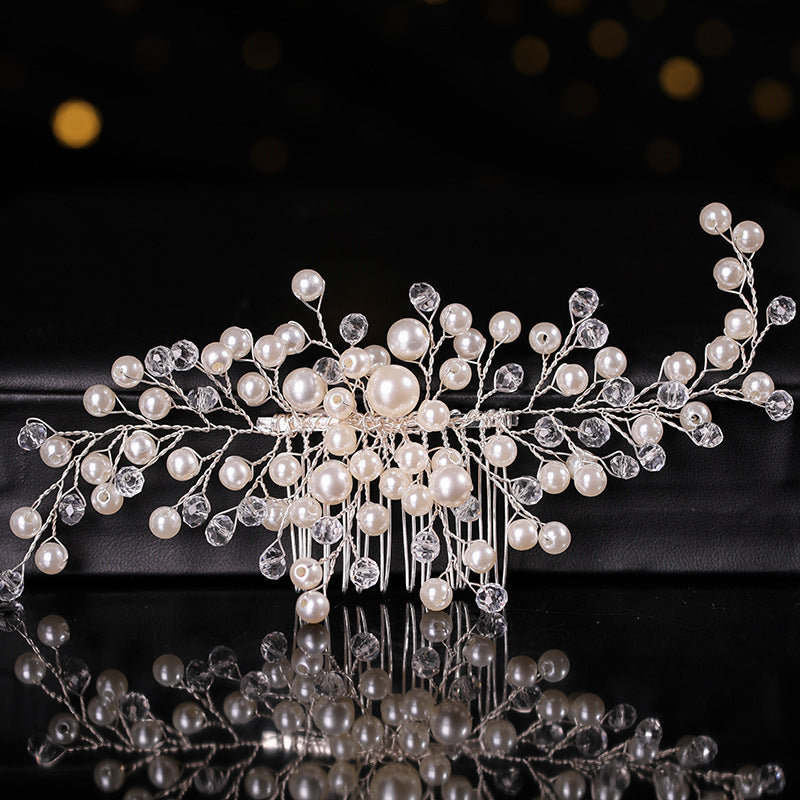 Silvery Pearl Crystal Wedding Hair Combs Hairpin Hair Accessories Bridal