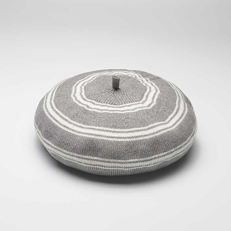 Striped Beret Women's Knitted Thermal Beret Vintage Hats For Weddings