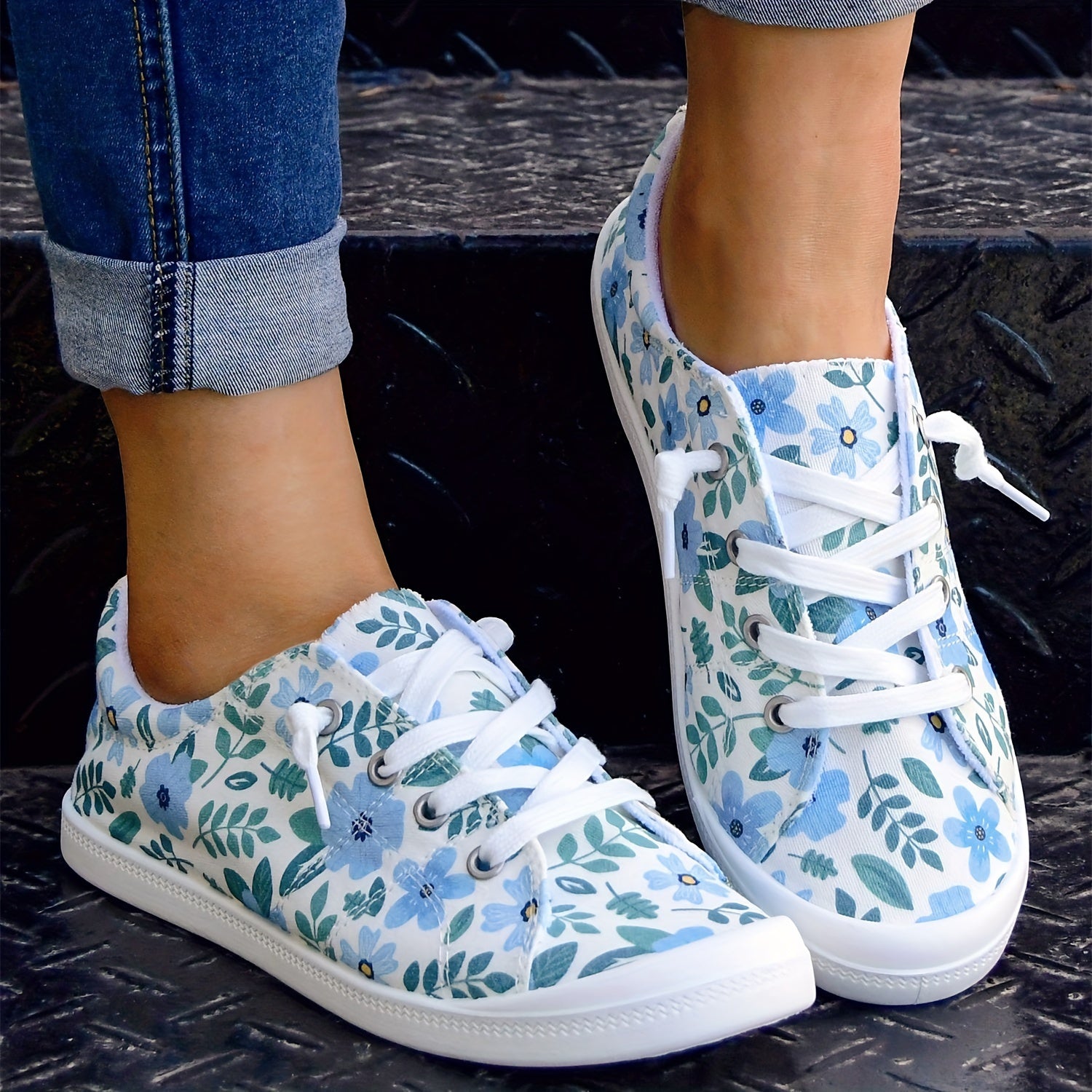 Colorful Floral Pattern Flat Shoes Women's Shallow Mouth Casual Shoes