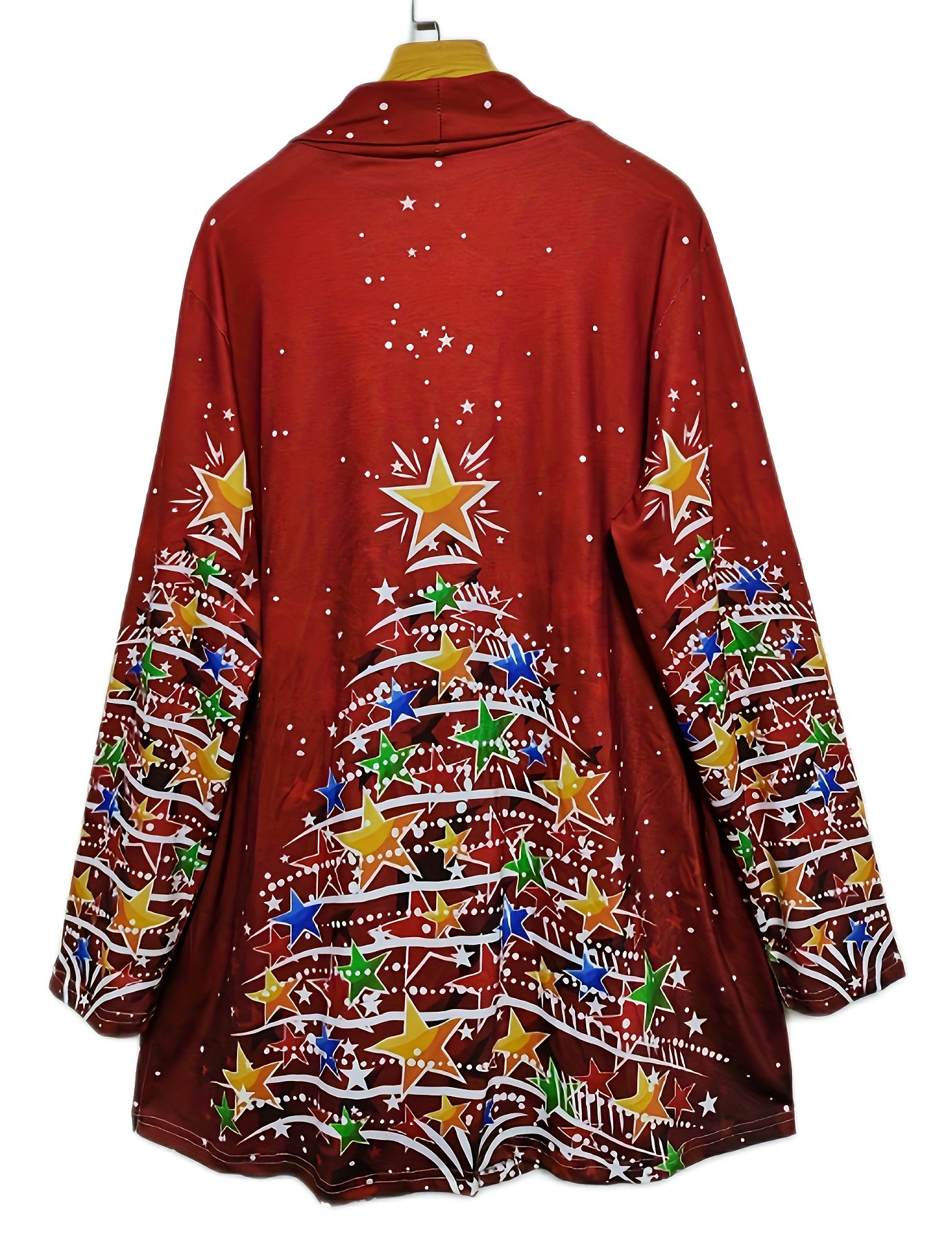 Christmas Cardigan Women's Tree Print Open Front