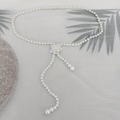 Pearl Waist Chain Adjustable Girdle Rhinestone Decor Dress Chain Belts