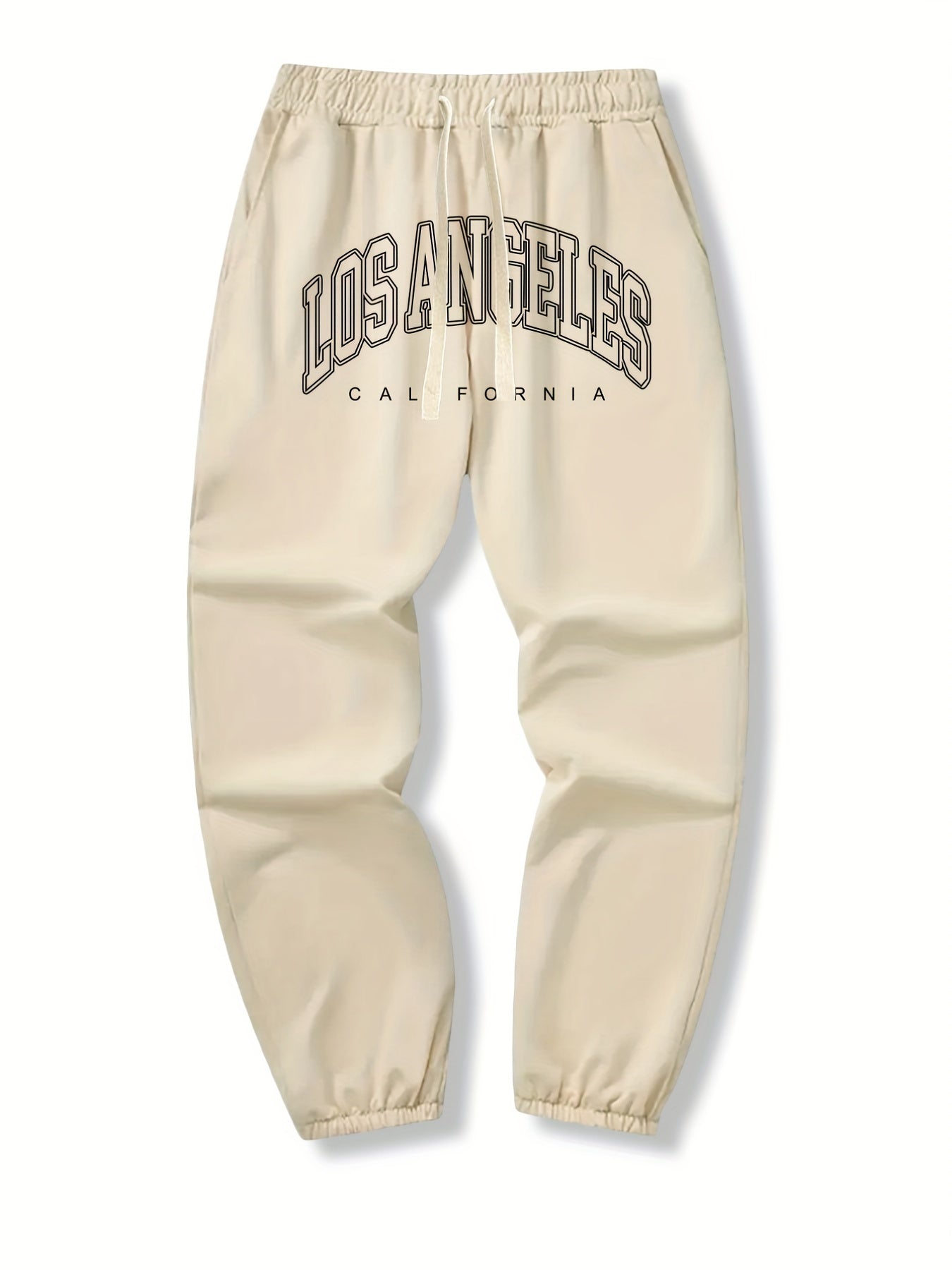 LA Print Drawstring Sweatpants Casual Loose Fit Joggers for Men