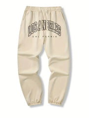 LA Print Drawstring Sweatpants Casual Loose Fit Joggers for Men