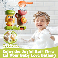 Duck Shaped Lion Water Wheel Baby Bath Toy Set