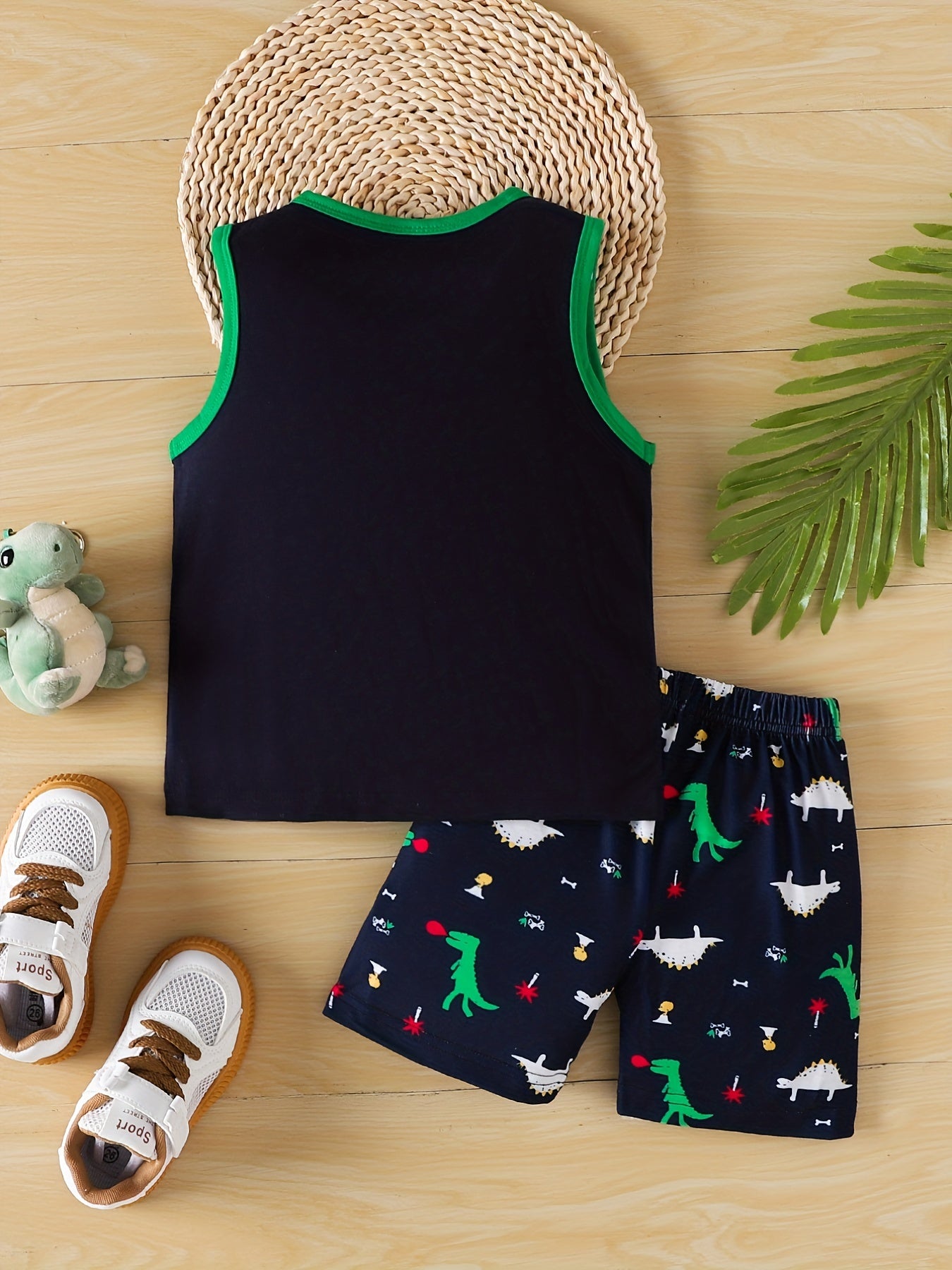Boys Dinosaur Graphic Tank Top & Shorts Set for Summer