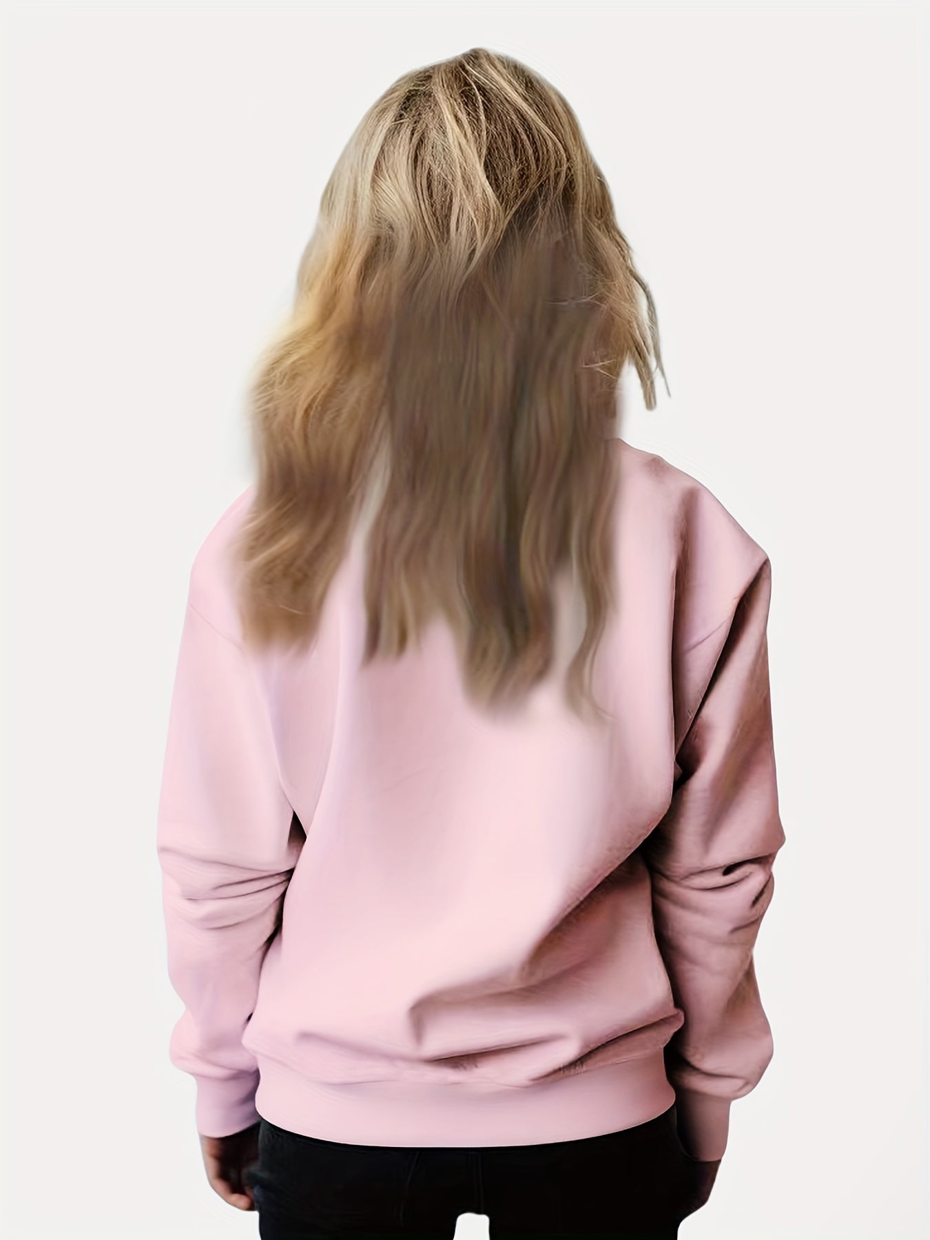Girls Bunny Girl Graphic Sweatshirt Crew Neck Long Sleeve Pullover