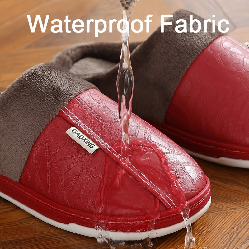 Women's Plush Indoor Slippers Waterproof Non Slip Home Slides