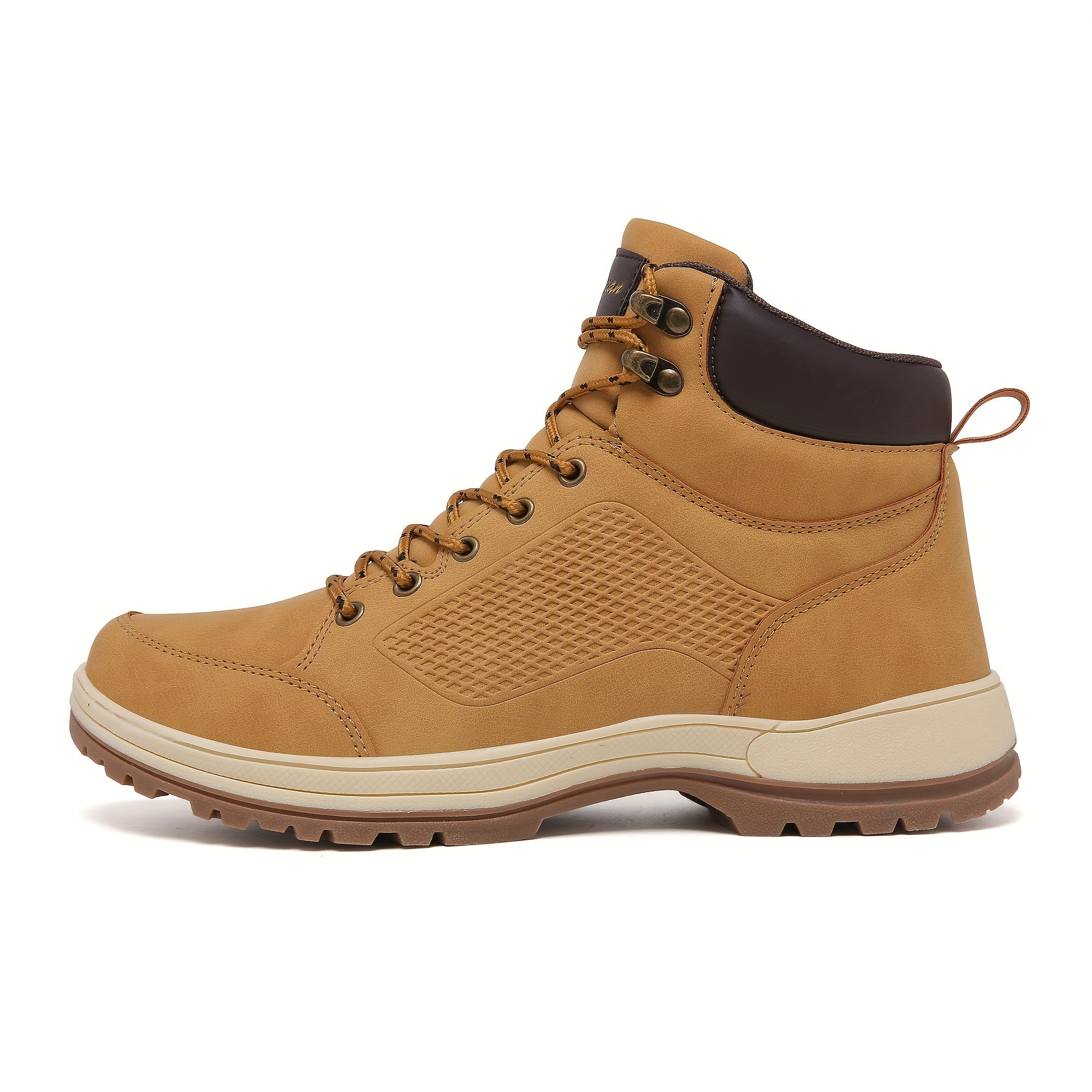 XJIAN Men's High Top Hiking Boots Durable Non Slip PU Leather Boot