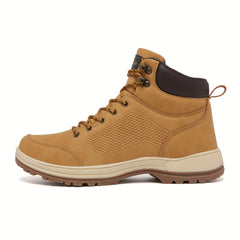 XJIAN Men's High Top Hiking Boots Durable Non Slip PU Leather Boot