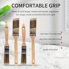 5 Piece Pro Paint Brush Set Angled Brushes Wooden Handle Stainless Ferrule