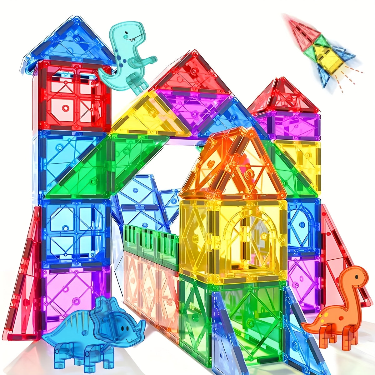 3D Dinosaur Magnetic Building Blocks Kids Toy Set