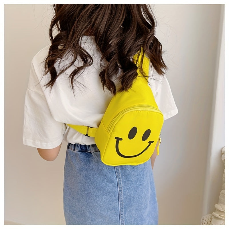 Happy Face Pattern Crossbody Bag Girls Large Capacity Chest Bag