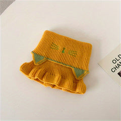 Kids Windproof Cat Embroidery Knit Scarf