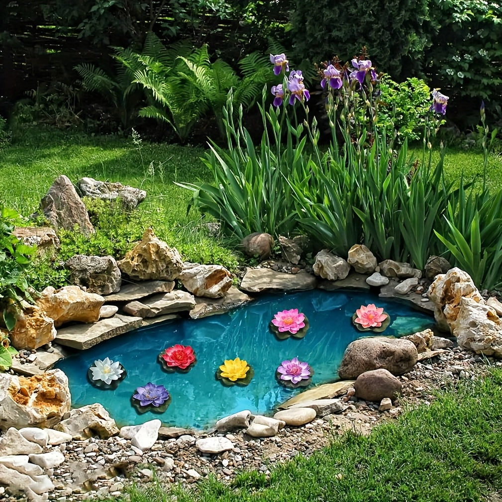 7pcs Pond Rose Sleeping Lotus Artificial Floating Water Lotus