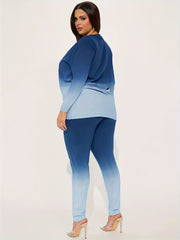 Women's Plus Ombre Print Long Sleeve Tee & Pants Set