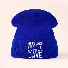 Y2K DAVE Embroidered Knitted Hat Ear Protection Warm Beanie