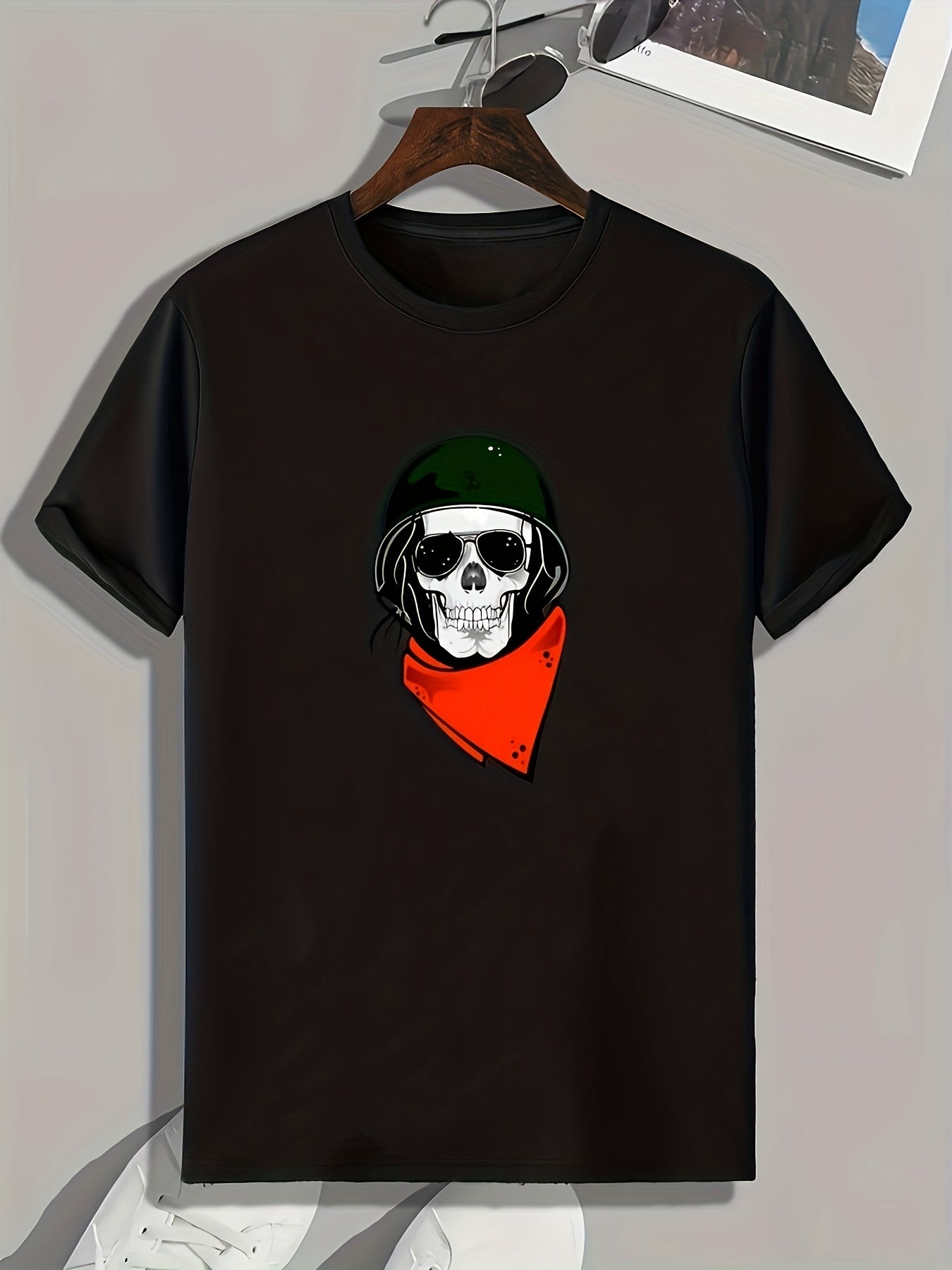 Skull Print Men's Graphic T-shirt Summer Casual Comfy Tee