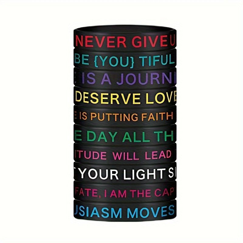 Inspirational Quotes Silicone Bracelet, Unisex Stretchy Sports Wristband