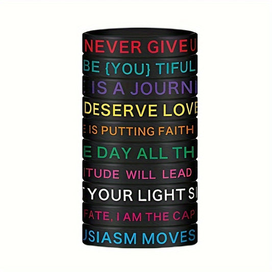 Inspirational Quotes Silicone Bracelet, Unisex Stretchy Sports Wristband