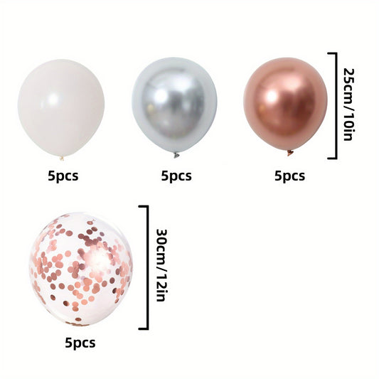 20pcs Silvery Rose Golden Confetti Balloon Set for Celebrations