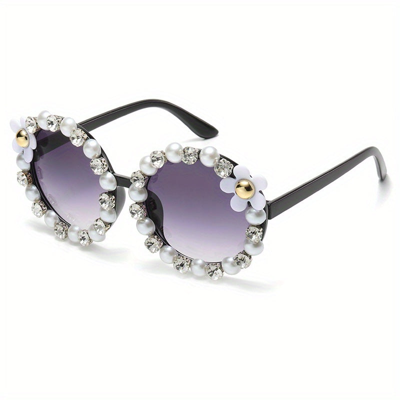 Flower Sunglasses Rhinestone Gradient Glasses UV400