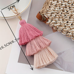 Boho Tassel Keychain Gradient Key Ring Purse Bag Car Decoration Women Gift