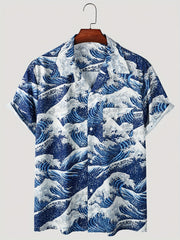 Men's Hawaiian Shirt for Summer Vacation Short Sleeve Button Up