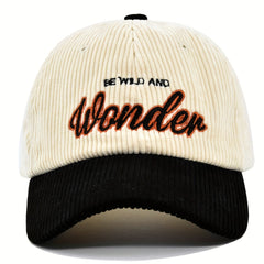 WONDER Embroidery Corduroy Baseball Cap Block Adjustable Hat