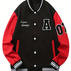 Chenille Embroidery Varsity Jacket Men's Casual Baseball Windbreaker Coat