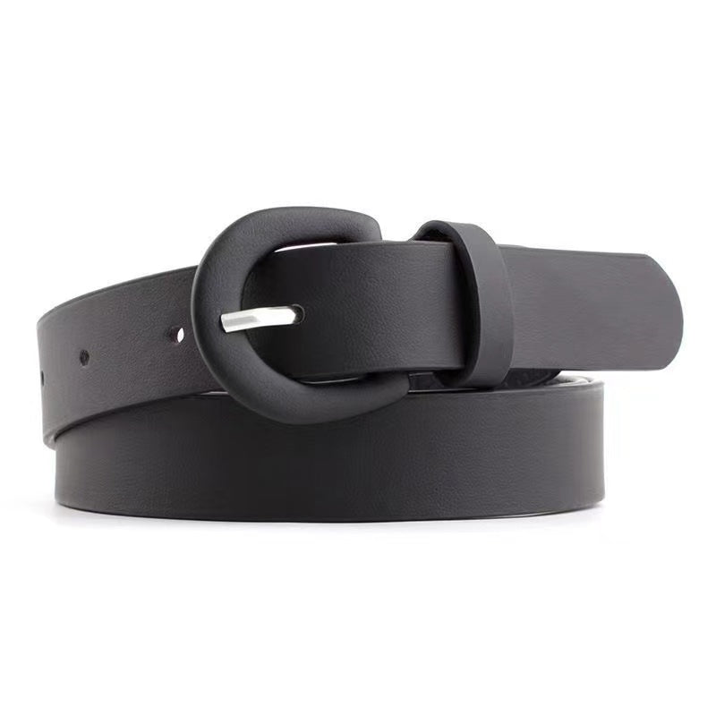D Shape Buckle Belt Pu Leather for Women Girls