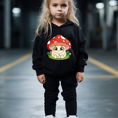 OERYUI Mushroom Print Hooded Pullover Pants Set for Kids