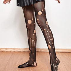 Hollow Out Semi Sheer Fishnet Tights Anti Hook Stockings
