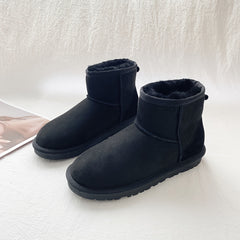 Unisex Snow Boots Warm Fleece Cozy Non slip Ankle Boots Plush Comfy