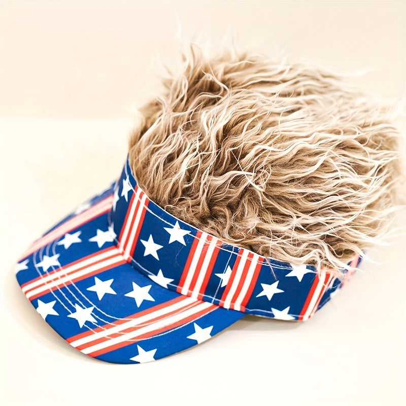 American Flag Star Stripe Basebal Cap Men's Wig Cap