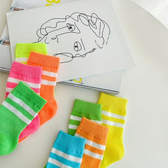 Girls Kids Cotton Blend Stripe Crew Socks for Spring & Summer