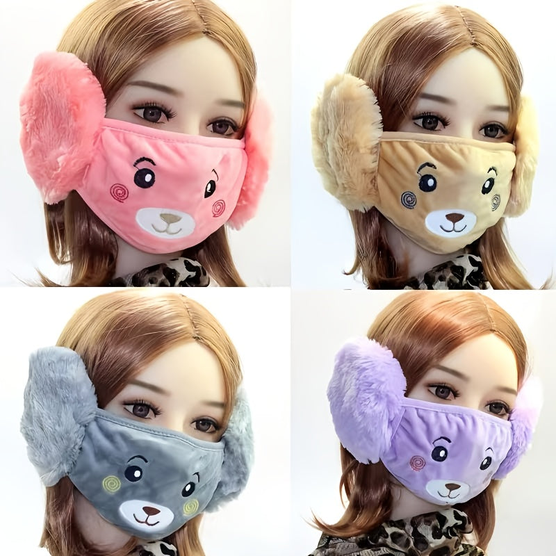 Women's Soft Fleece Lined Winter Ear Muffs - Cartoon Animal Designs - Hand Wash