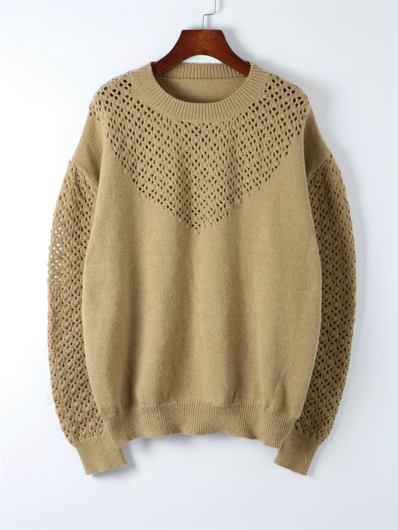 Casual Sweater Women Solid Long Sleeve Drop Shoulder Knit Jumper