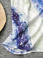 Glitter Starry Sky Print Round Neck Stretch Tank Top